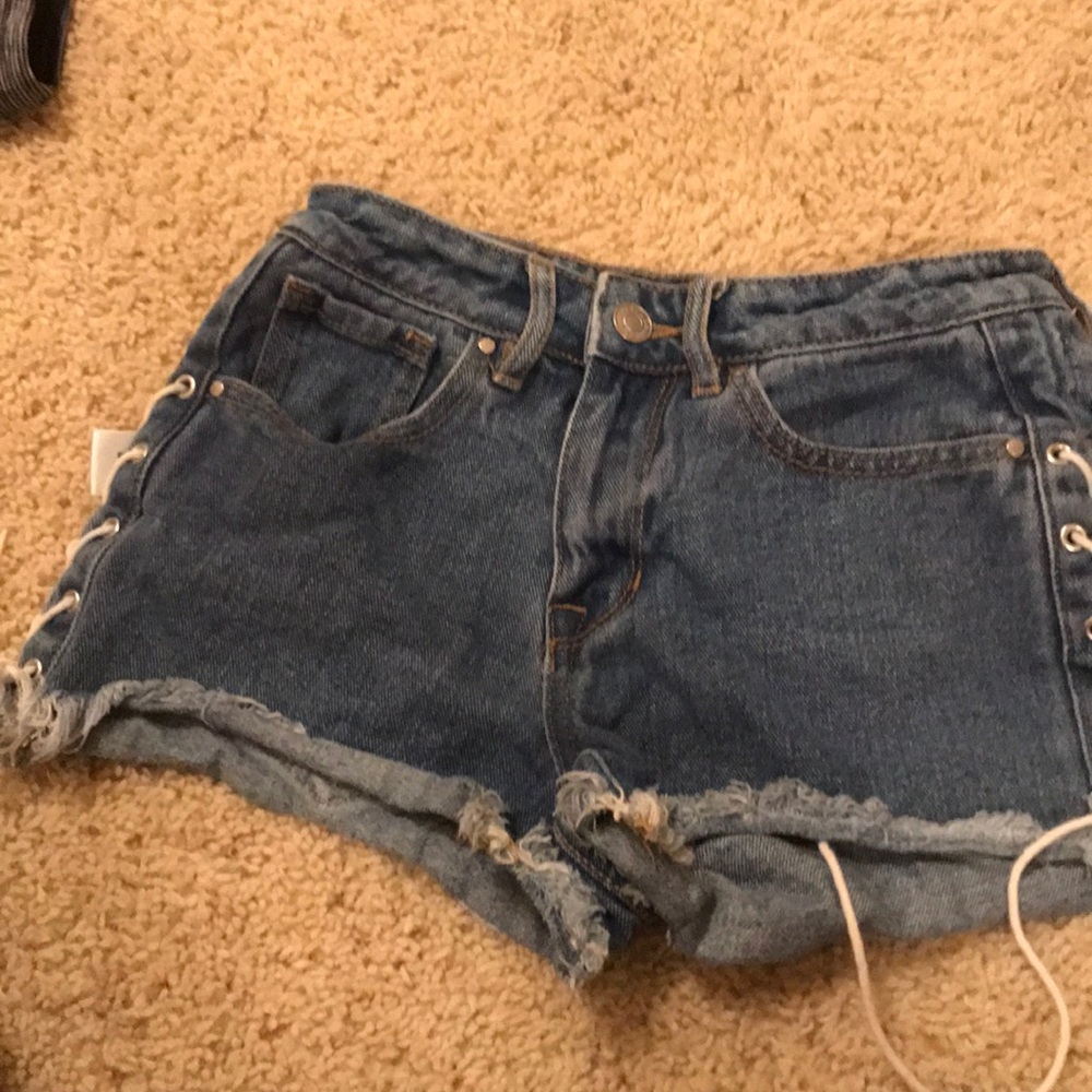 Dark wash denim shorts
